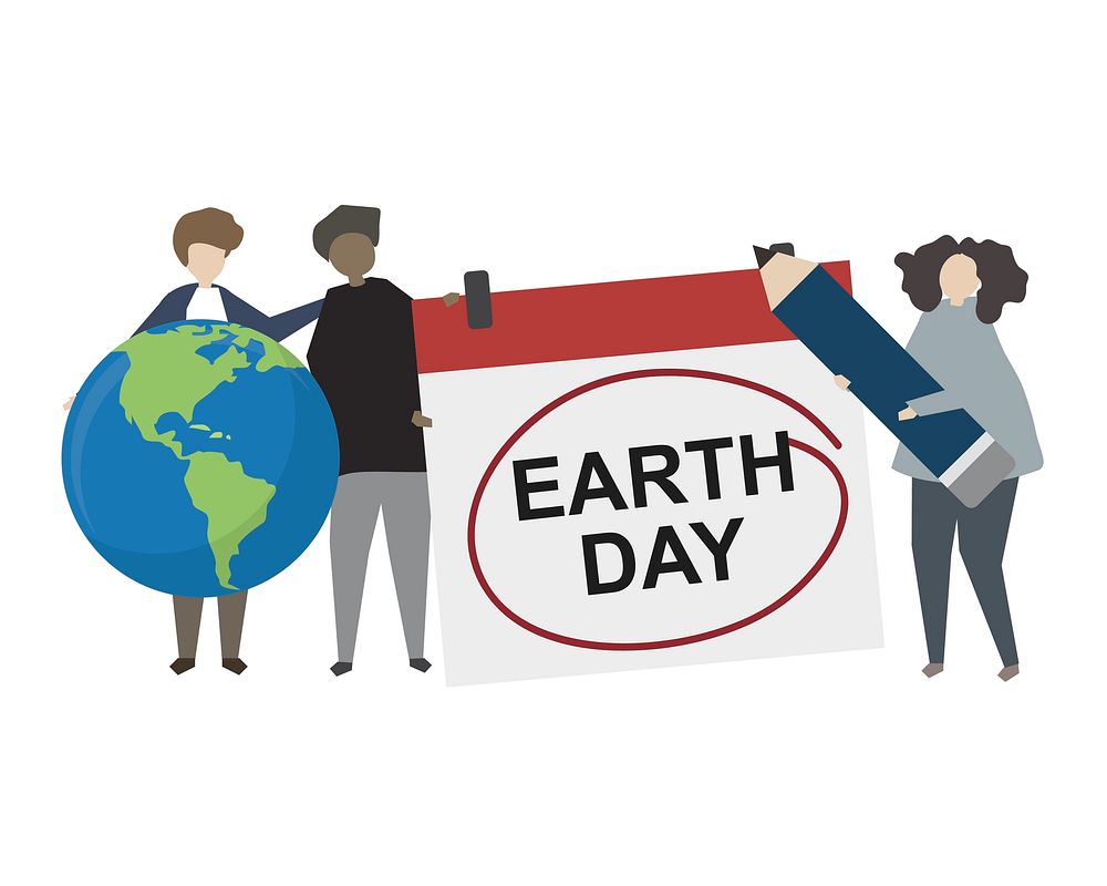 People showing an Earth Day concept illustration