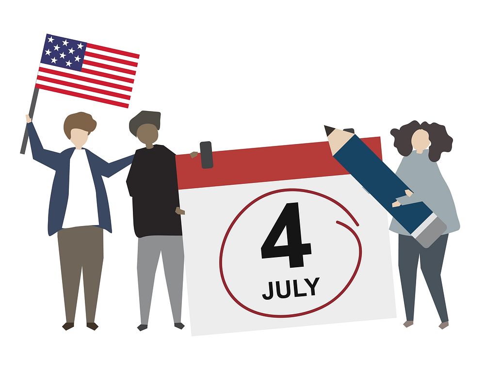 Calendar marked American Independence Day illustration