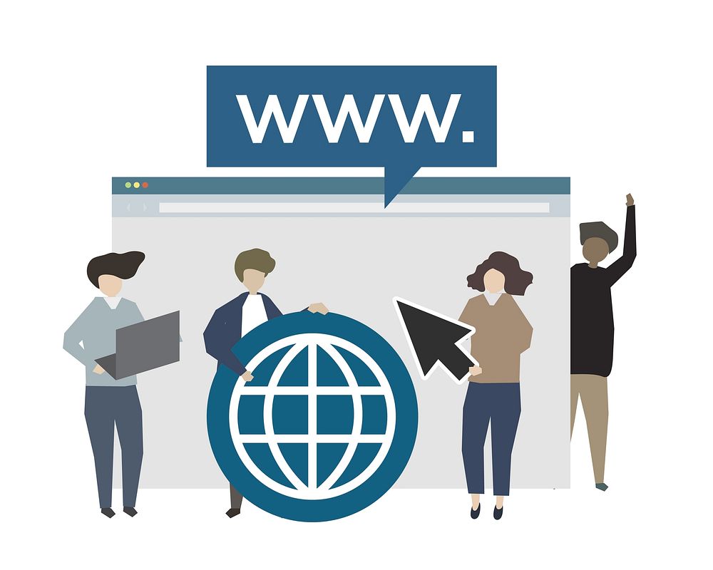People using worldwide web concept illustration