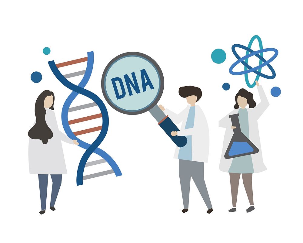 Doctors holding DNA gene concept illustration