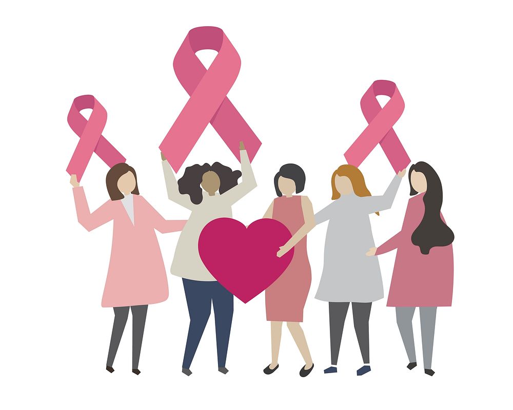 Woman with breast cancer awareness concept illustration