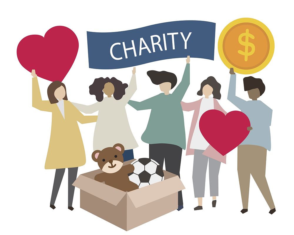 Donation and volunteering community service illustration