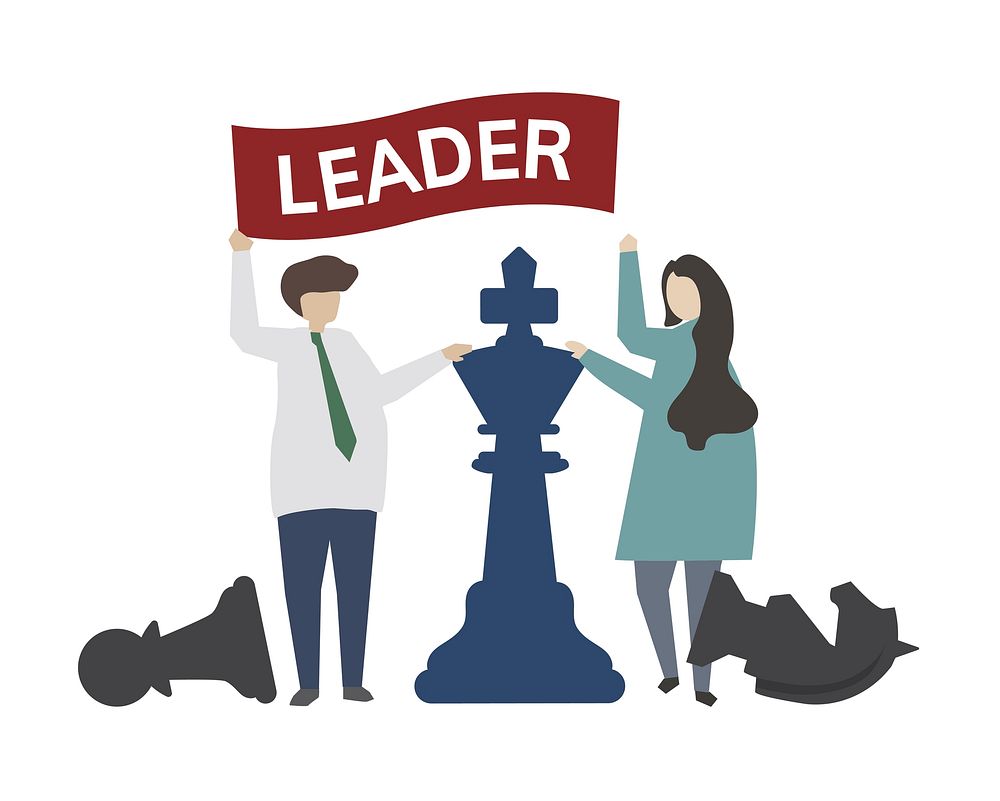 Leadership with chess strategy concept illustration