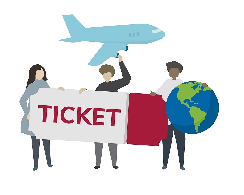 World travel airplane ticket illustration