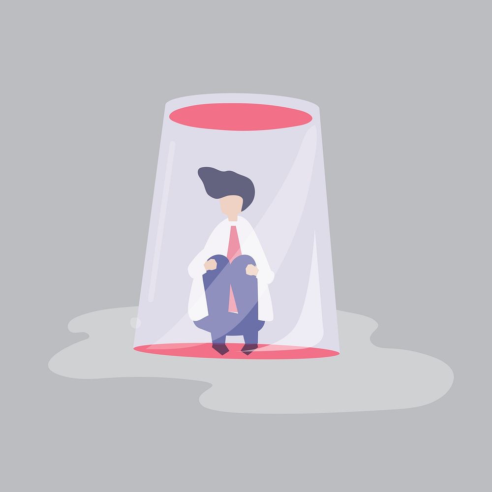 Character of a businessman feeling small and trapped illustration