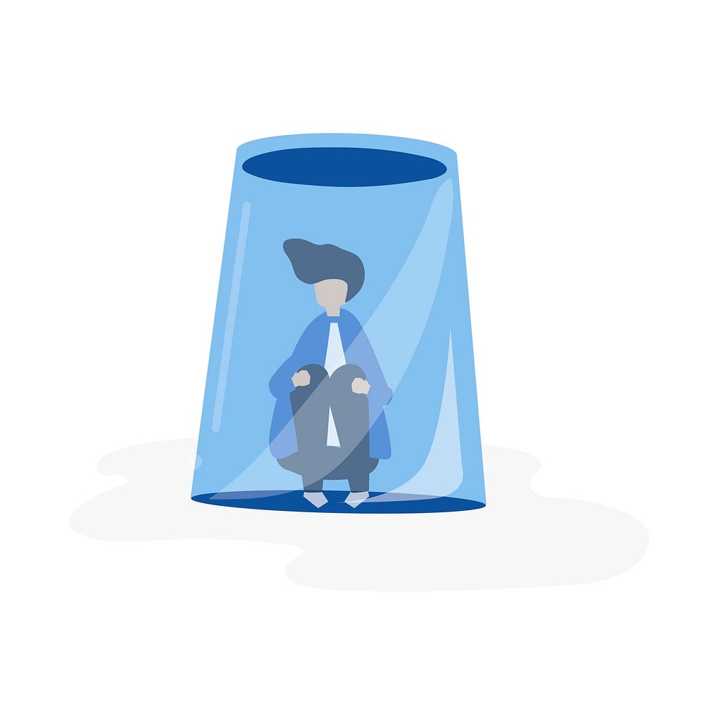 Character of a businessman feeling small and trapped illustration