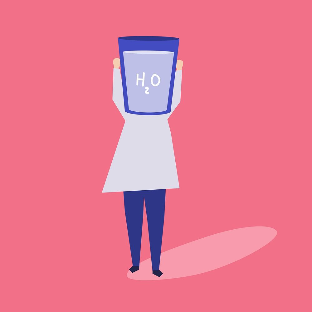 Woman with a glass of water as a head illustration