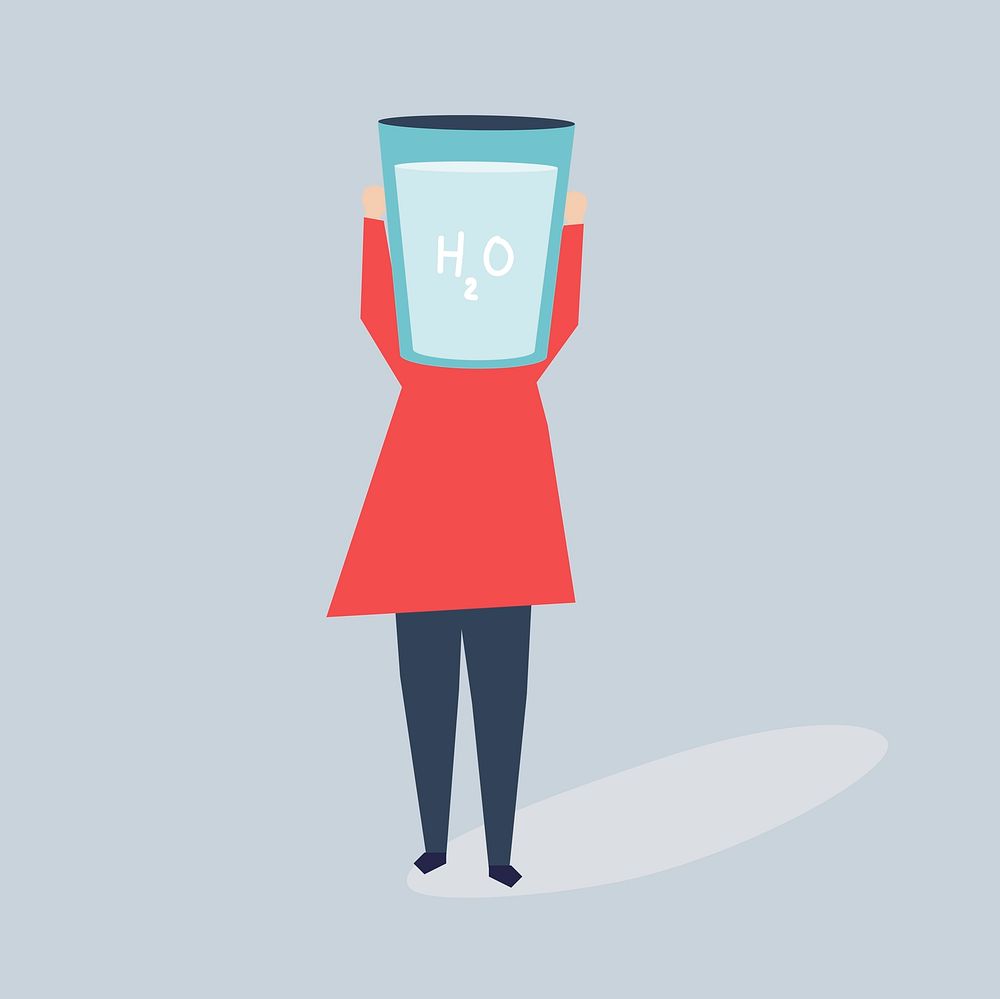 Woman with a glass of water as a head illustration