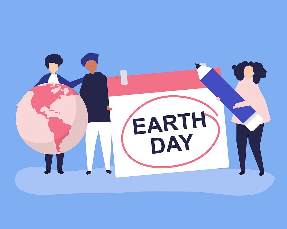 Character of people and Earth Day concept illustration