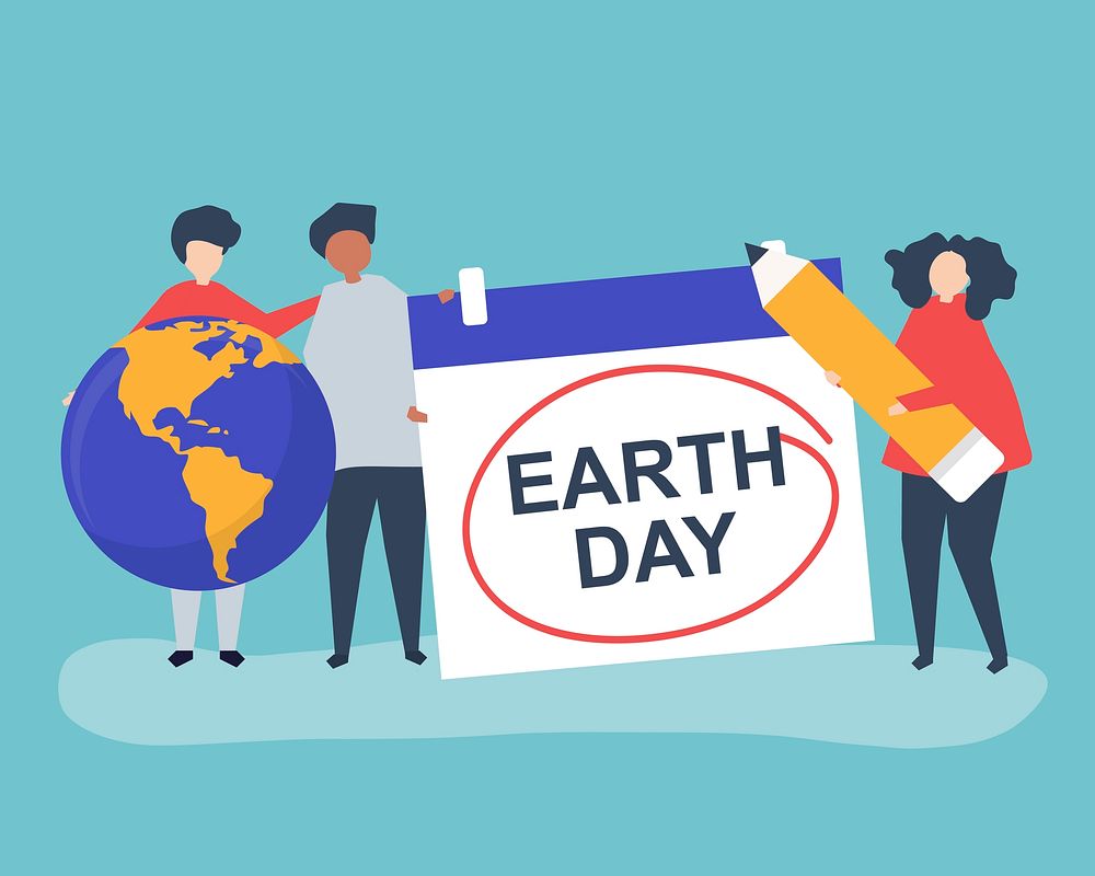 Character of people and Earth Day concept illustration