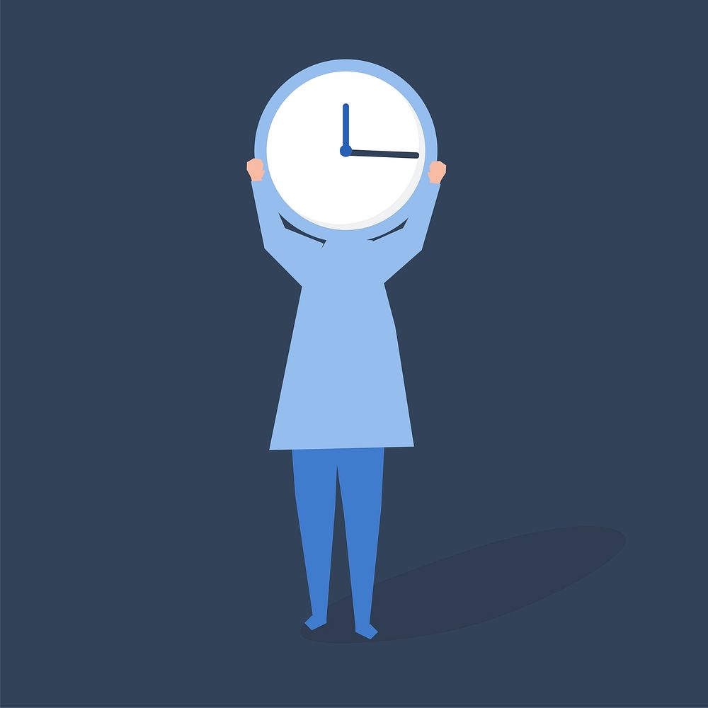 Character of a person with a clock as a head illustration