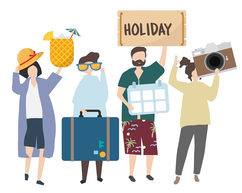 People on holiday illustration