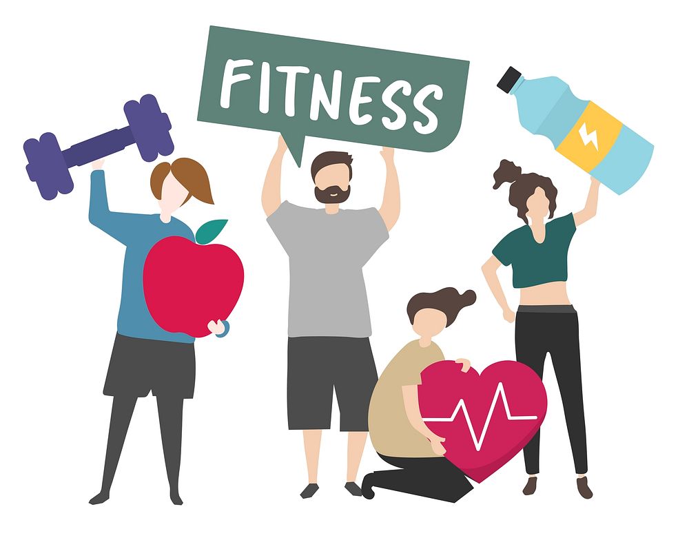 People with fitness concept illustration