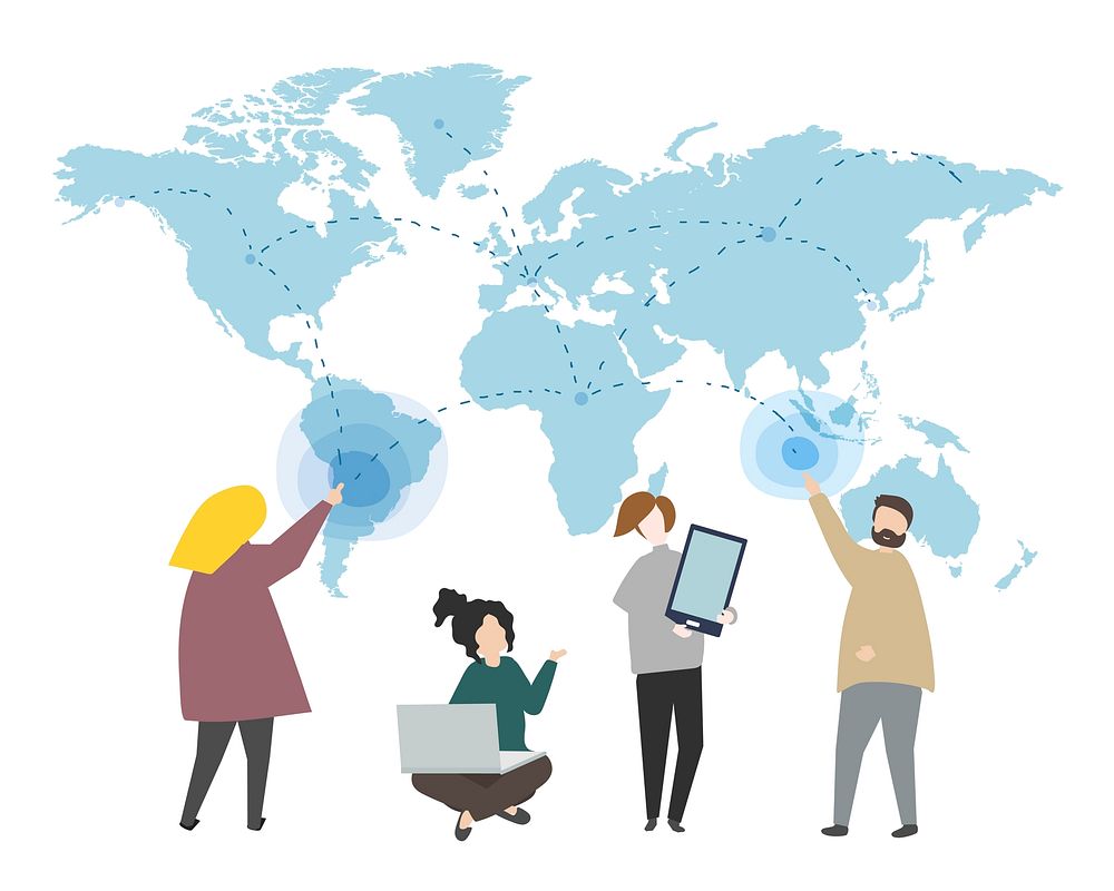 Online data and global connection illustration