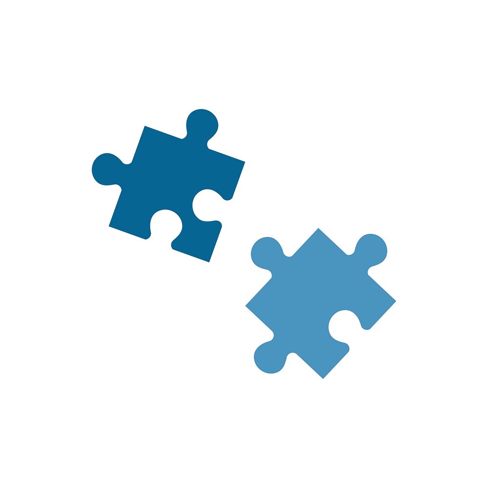 Two blue jigsaw pieces graphic illustration