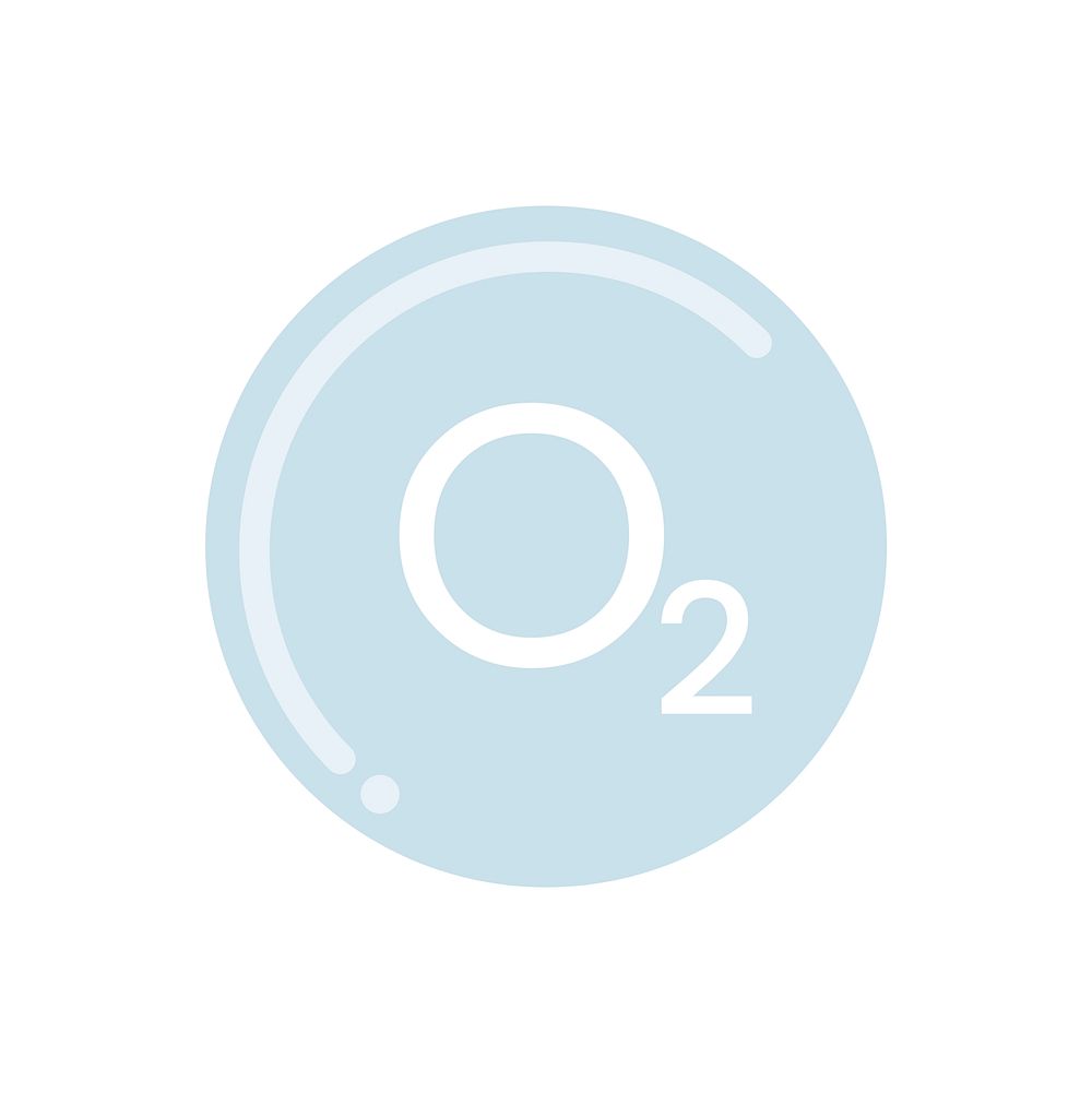 Bubble and O2 sign graphic illustration