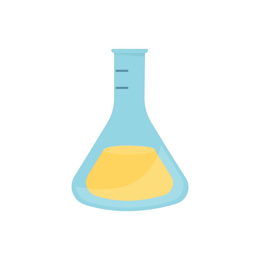 Laboratory flask with yellow solution graphic illustration