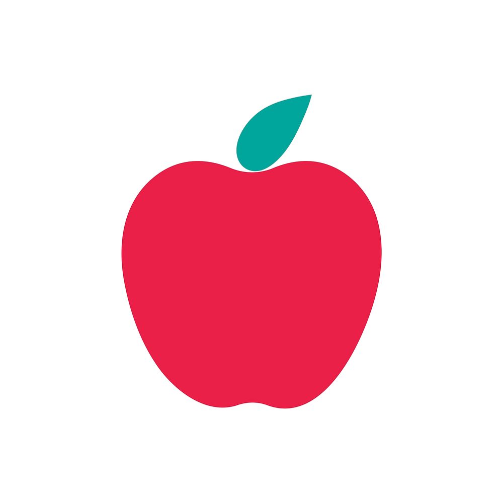 Single red apple isolated graphic illustration
