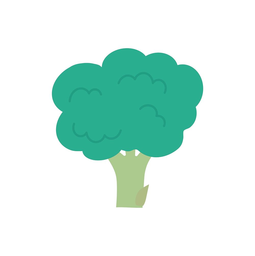 Single fresh green broccoli graphic illustration
