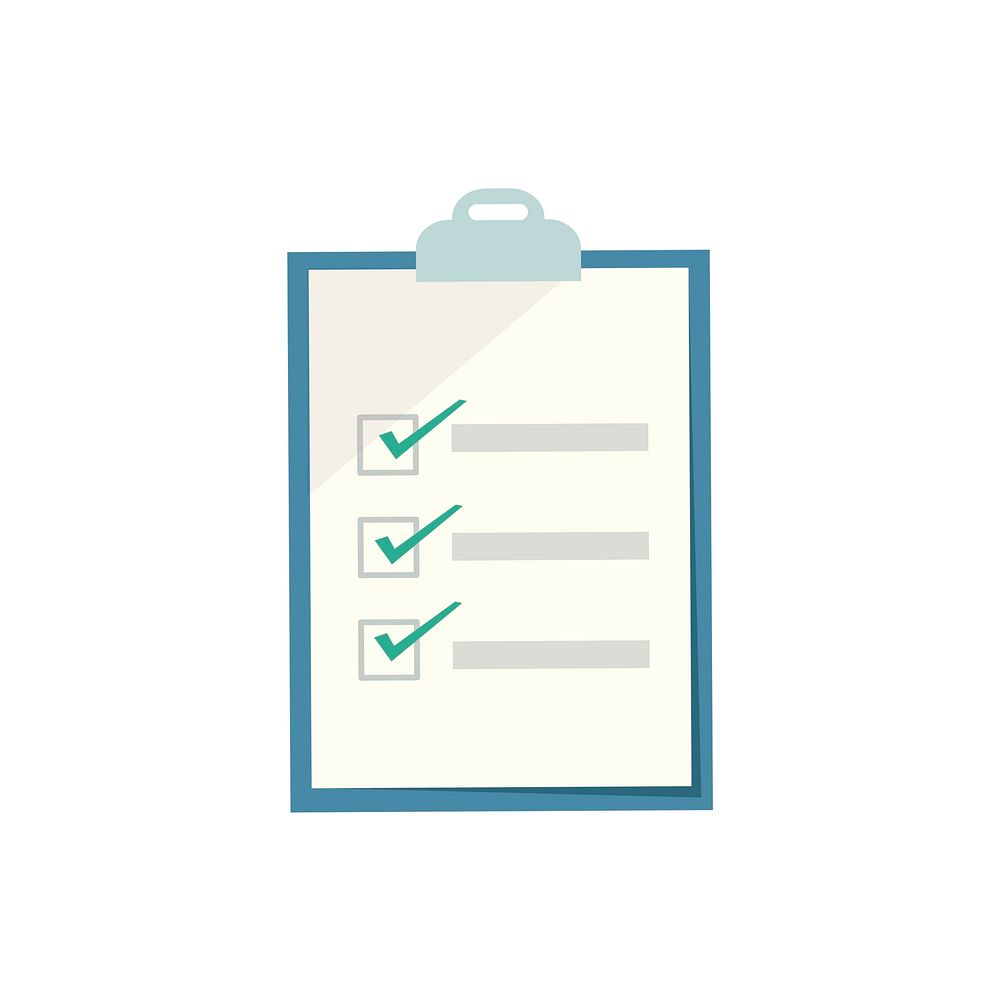 Blue clipboard with checklist graphic illustration
