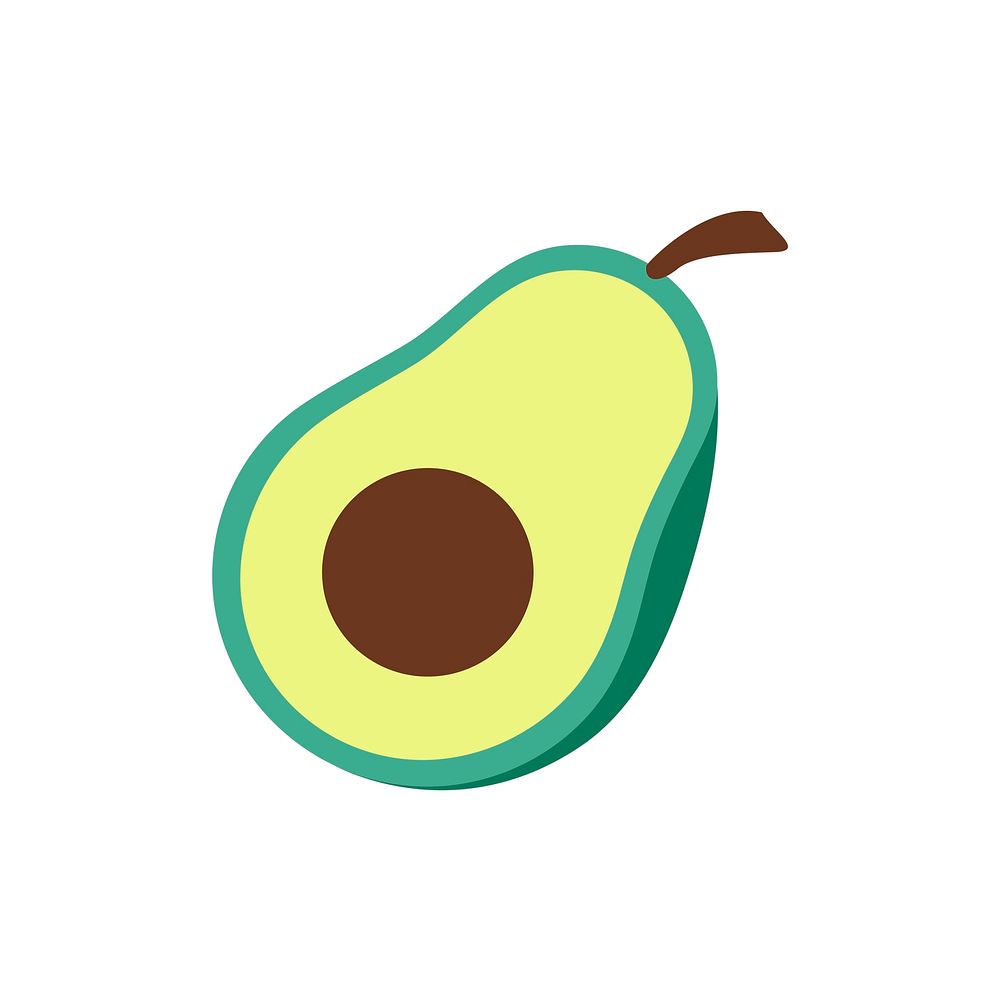Avocado cut in half isolated graphic illustration