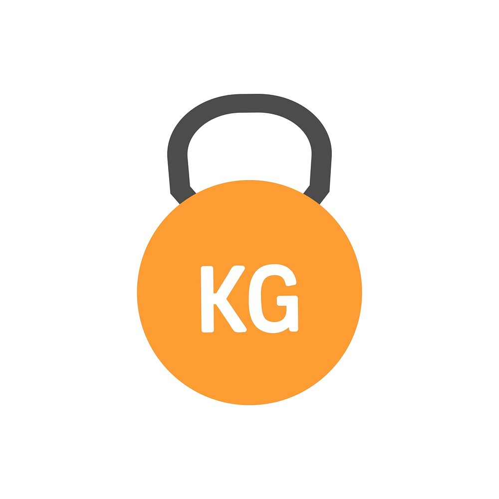 Orange kettlebell icon graphic illustration