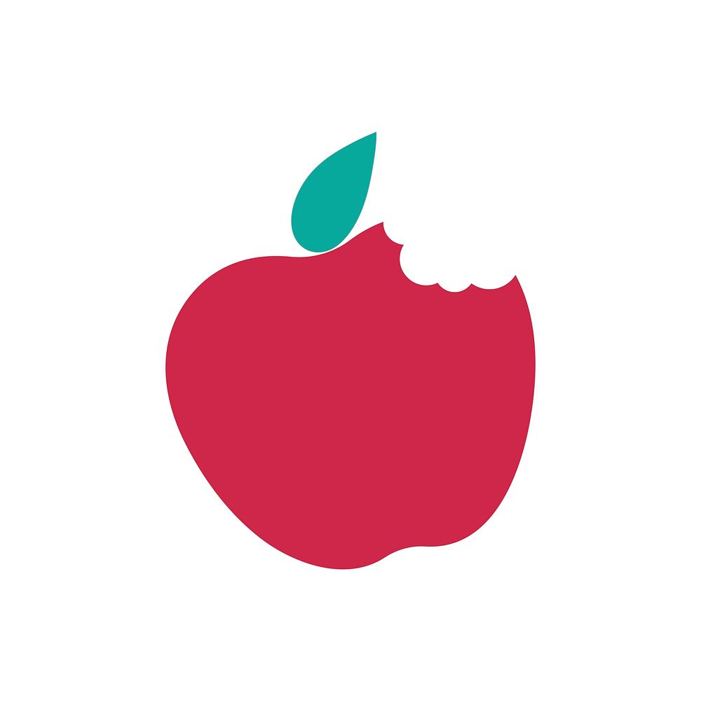 Bitten red apple isolated graphic illustration