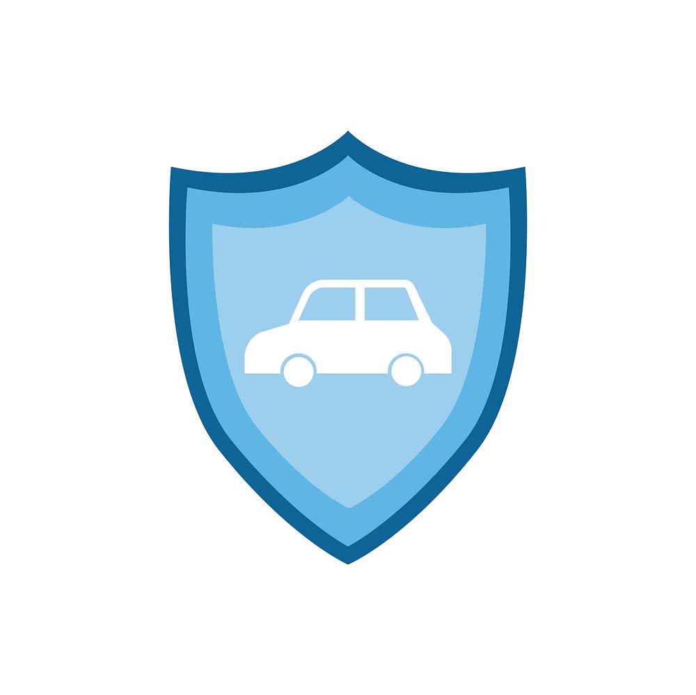 Car sign on blue shield graphic illustration