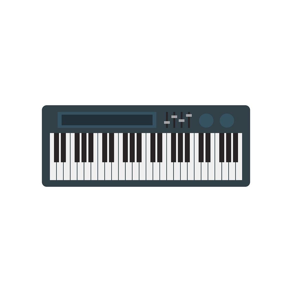 Electronic keyboard piano isolated graphic illustration