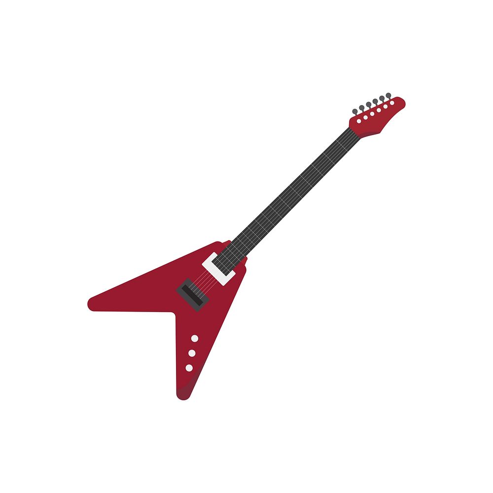 Red flying v guitar graphic illustration