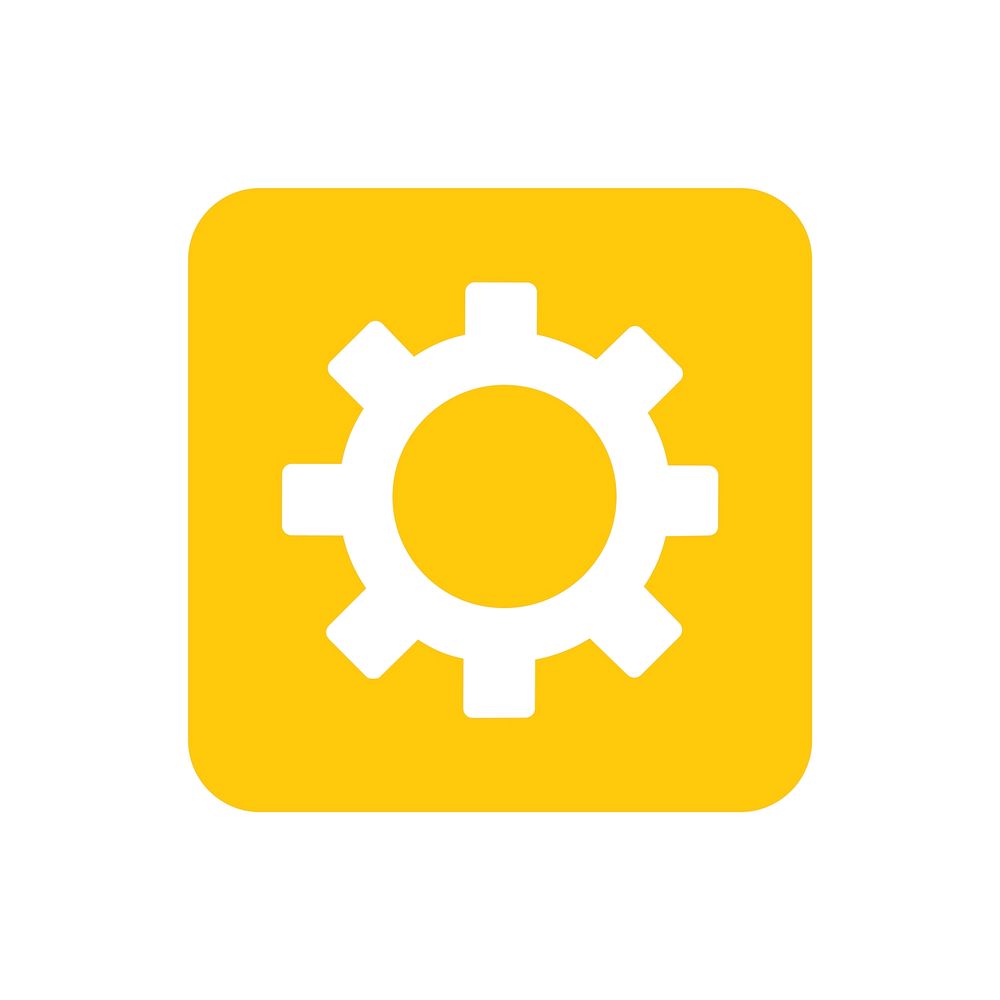Cogwheel in yellow square graphic illustration