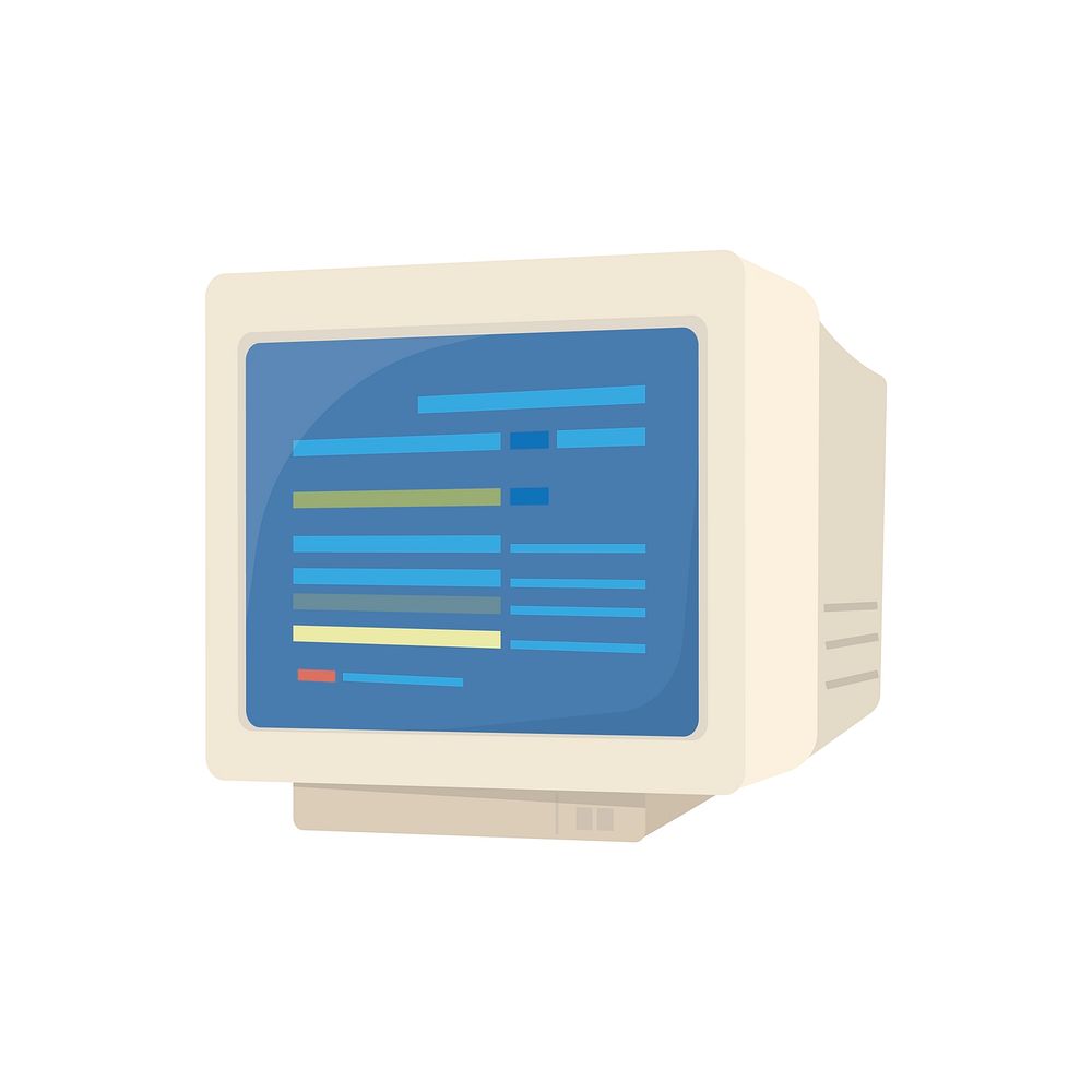 Old computer monitor graphic illustration