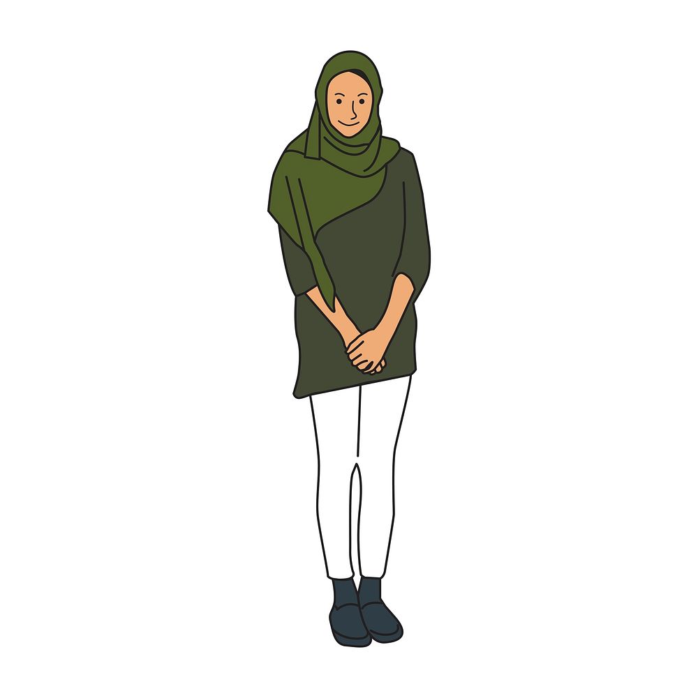 Illustrated islamic woman covered with hijab
