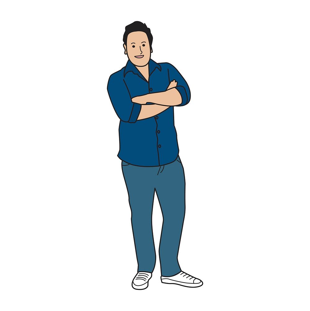 Illustrated mature man with casual wear