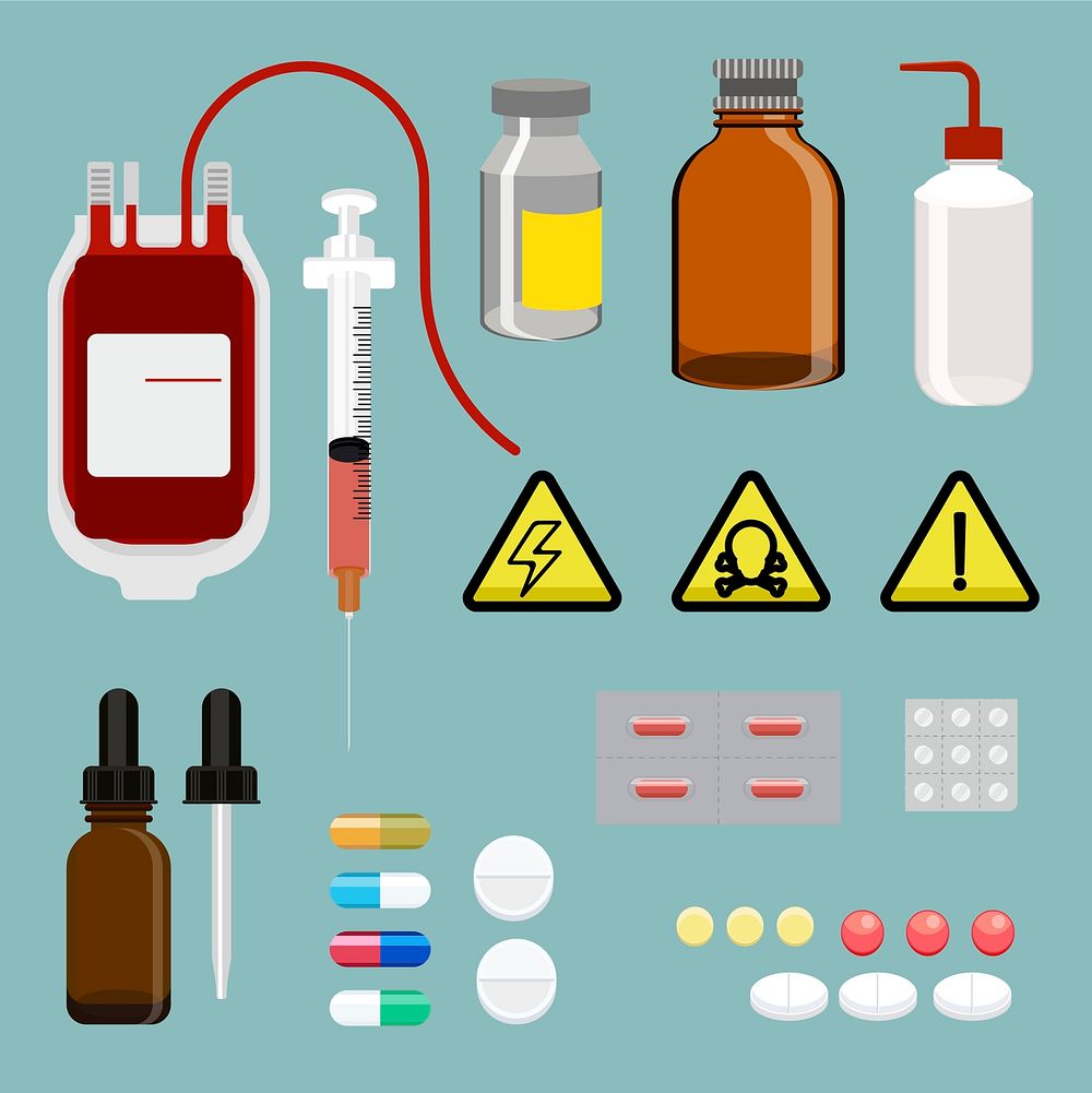 Illustration of a medical equipment set