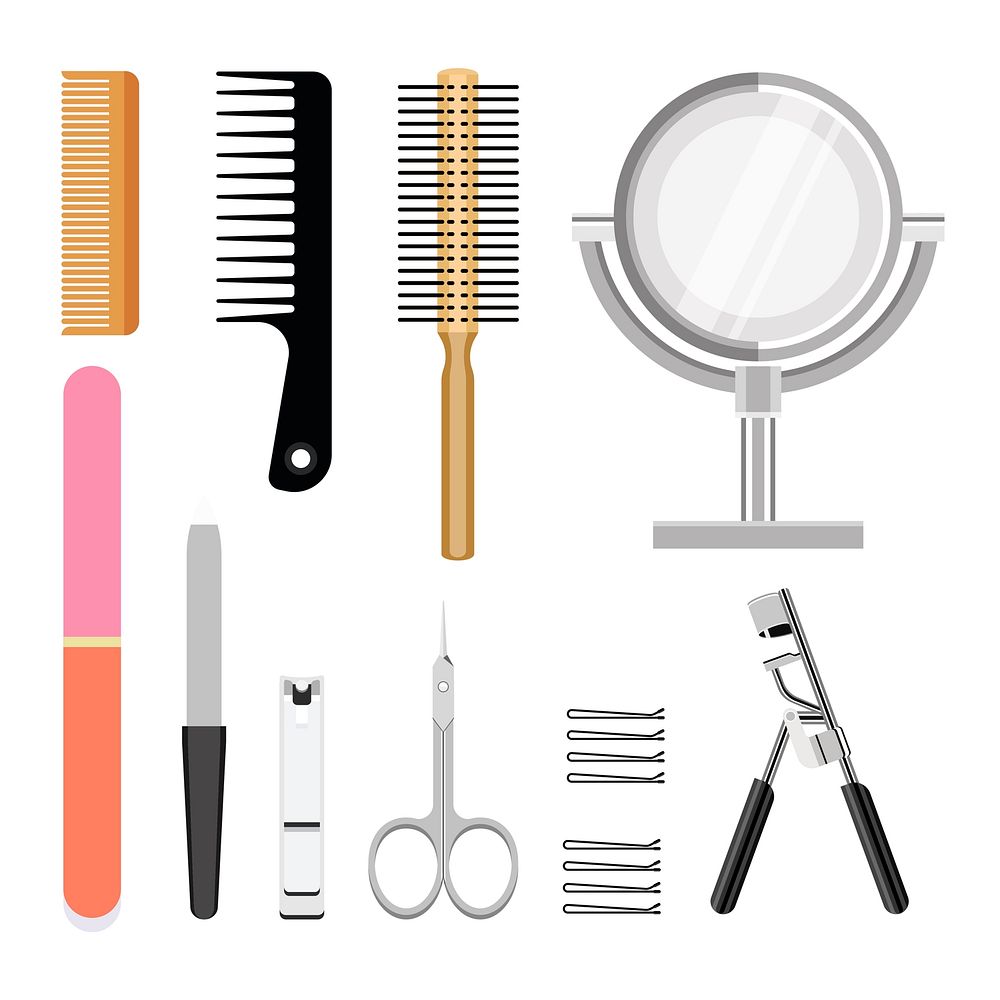 Collection of women cosmetic toiletries icons