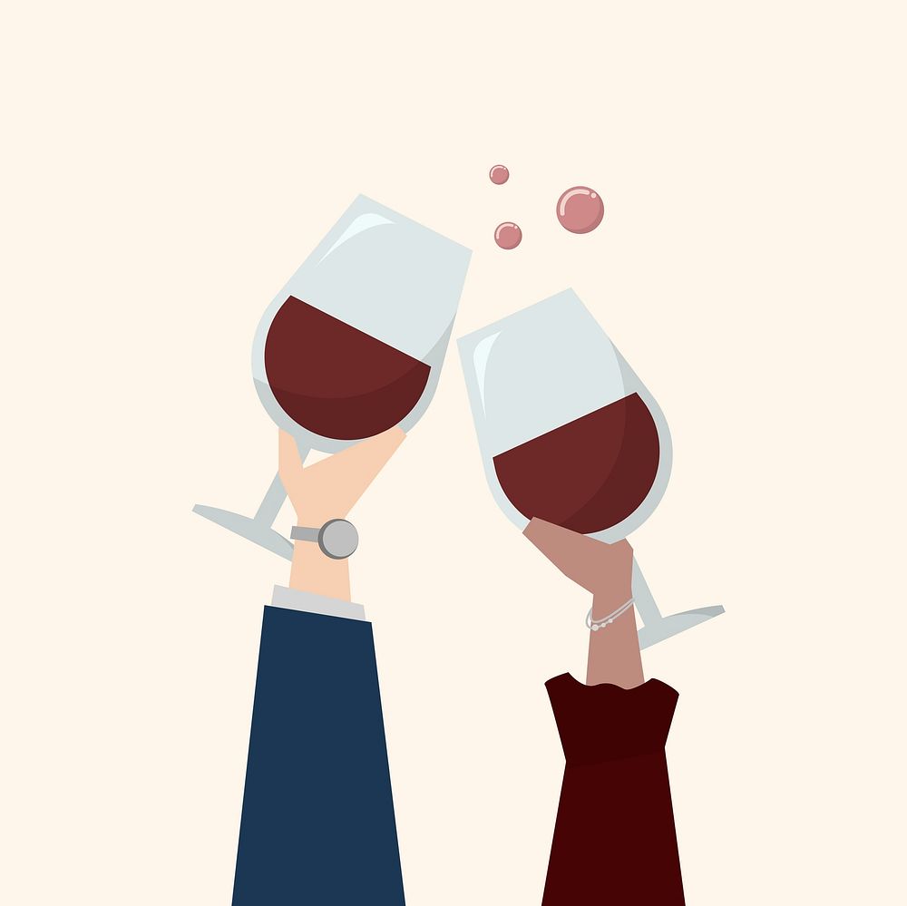 Illustration of people drinking wine
