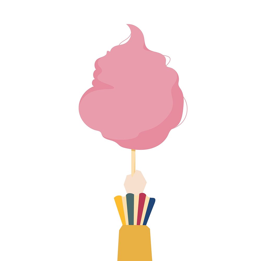 Illustration of a hand holding cotton candy