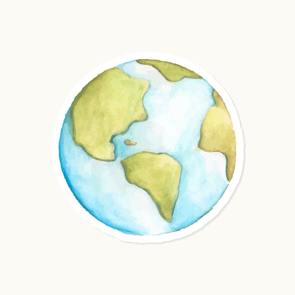 Hand drawn blue globe sticker vector
