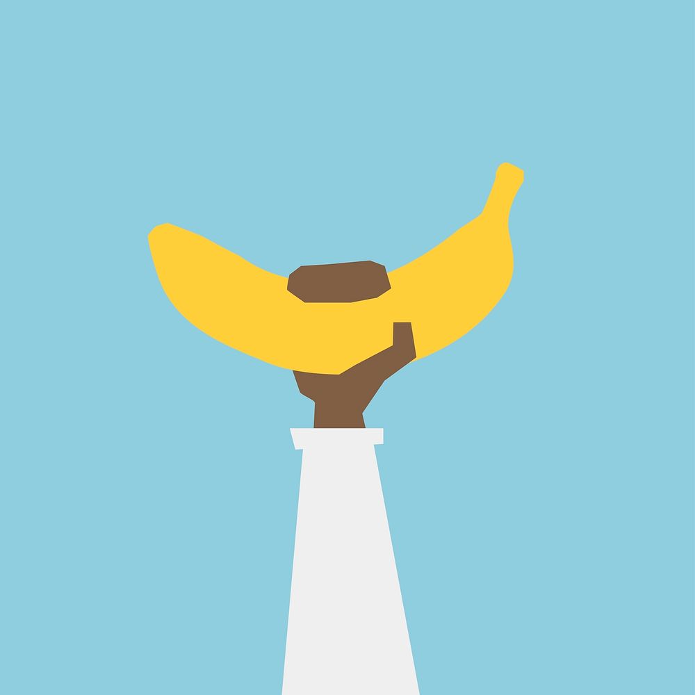 Illustration of a hand with a banana