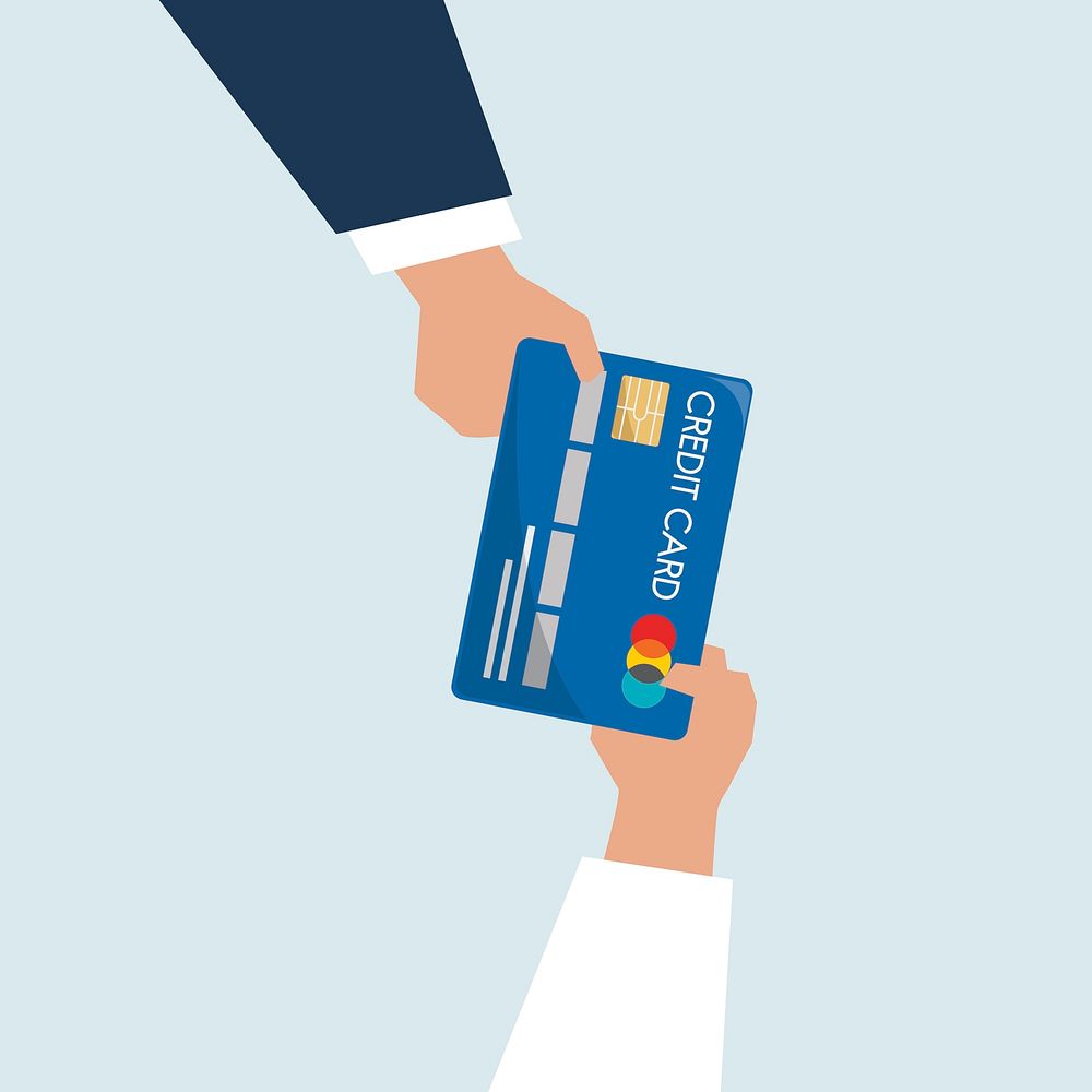 Illustration of hands holding credit card