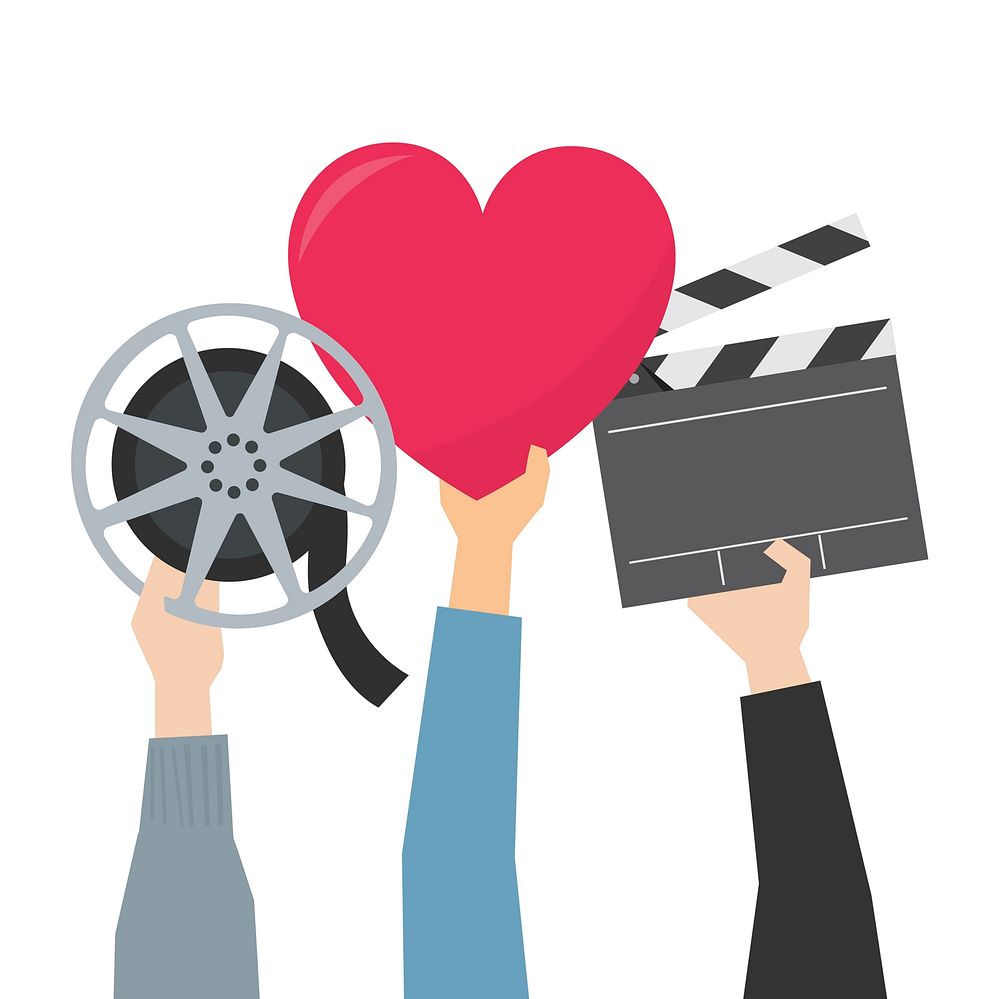 Hands showing movie passion illustration
