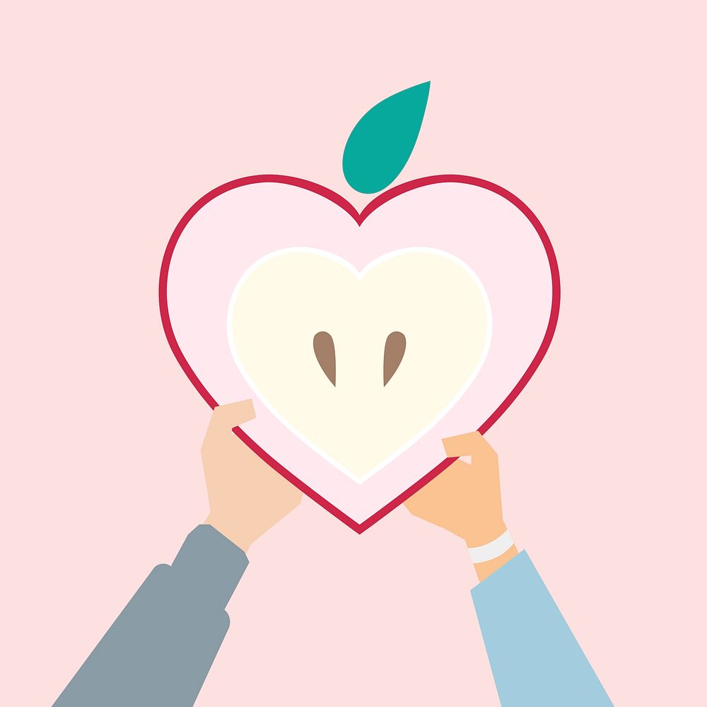 Illustration of a heart shaped apple