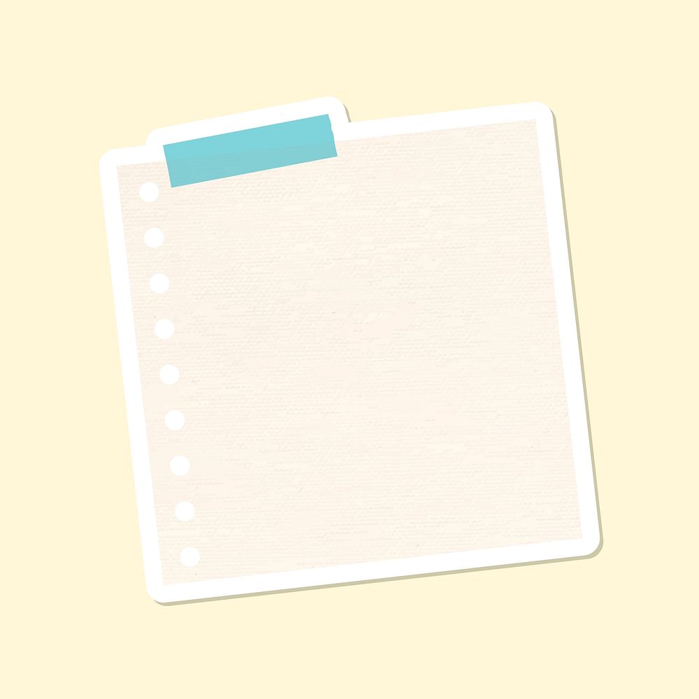 Beige hole punched notepaper journal sticker vector