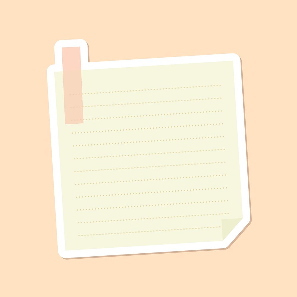 Beige lined notepaper journal sticker vector