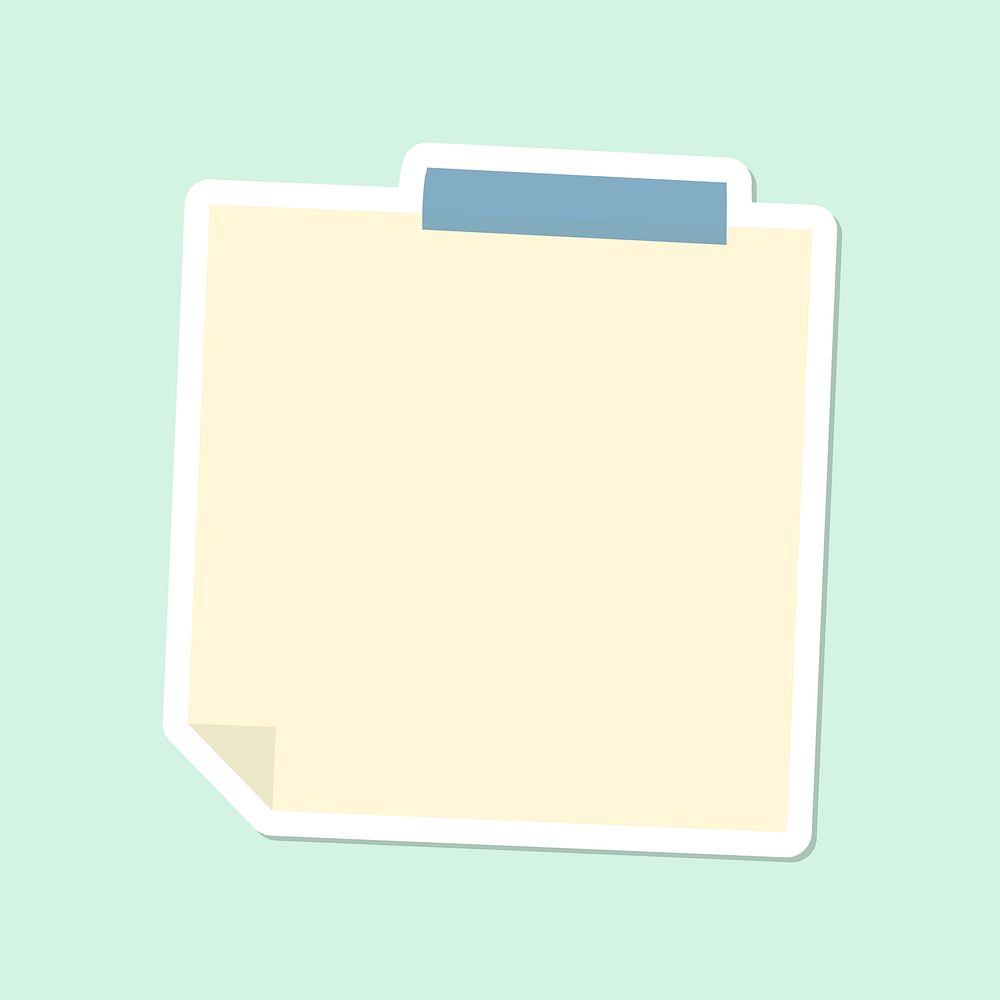 Pastel yellow notepaper journal sticker vector