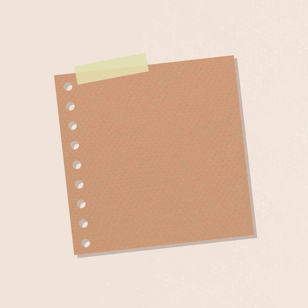 Brown hole punched notepaper journal sticker vector