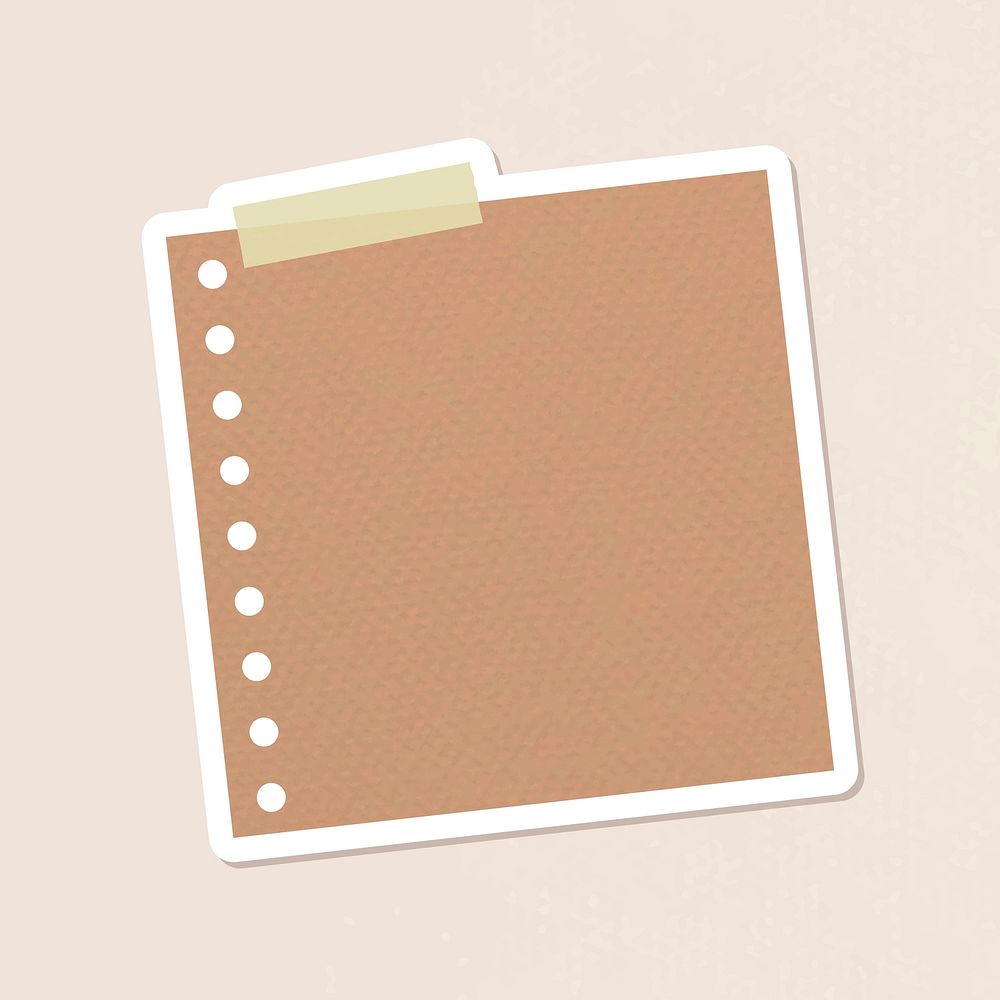 Brown hole punched notepaper journal sticker vector