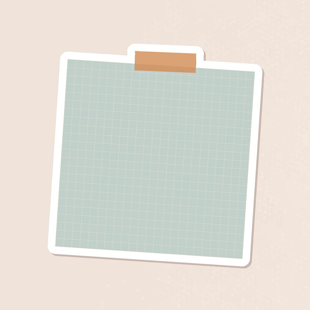 Sage green grid notepaper journal sticker vector