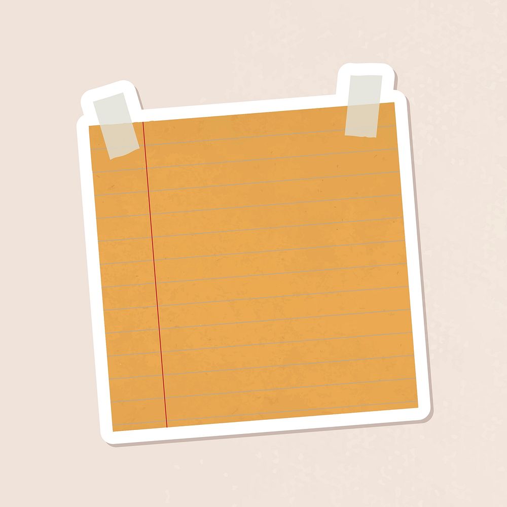 Brown lined notepaper journal sticker vector